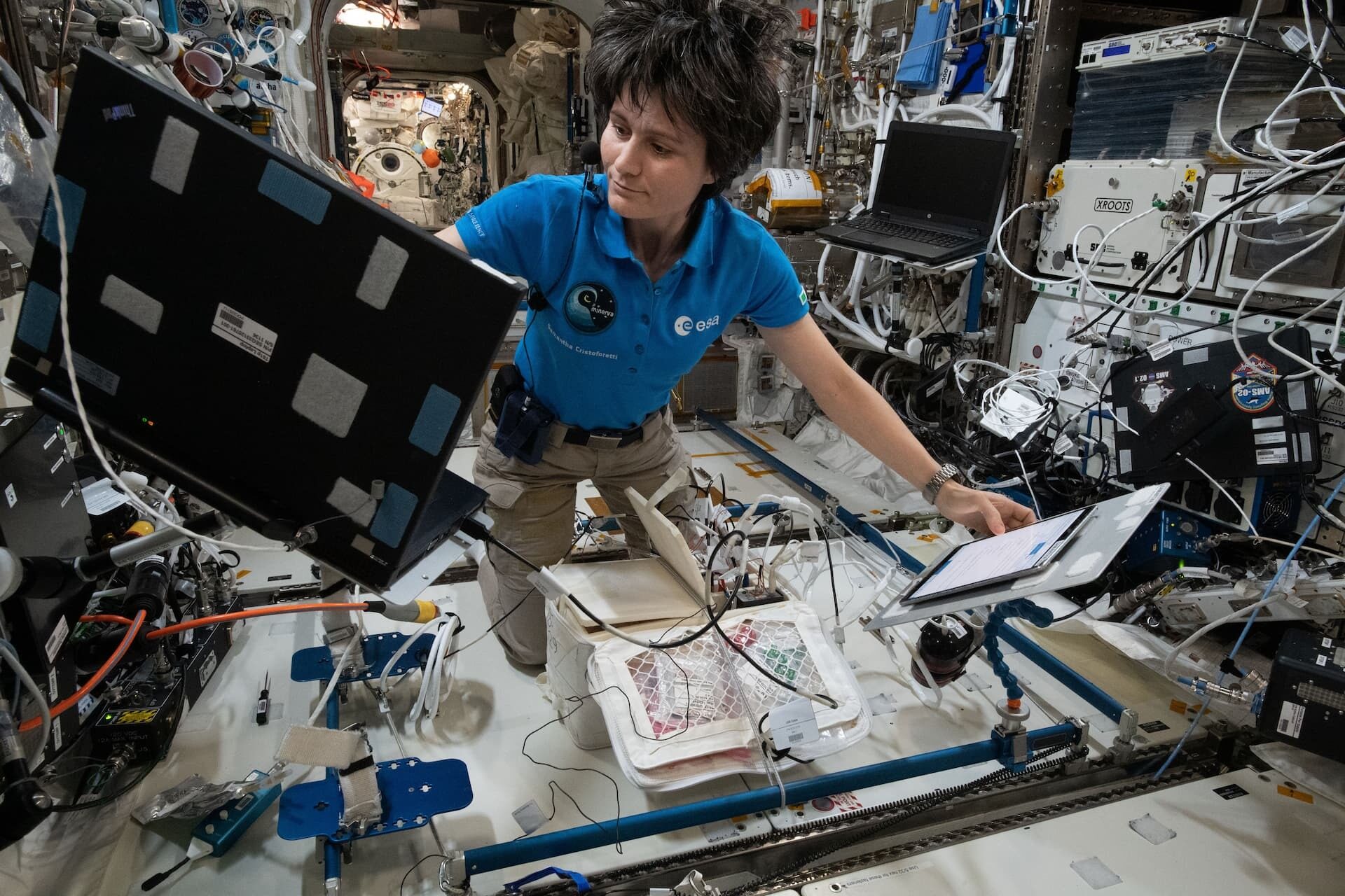 Die Astronautin Samantha Cristoforetti führte eine akkustische Diagnose auf der internationalen Raumstation ISS durch