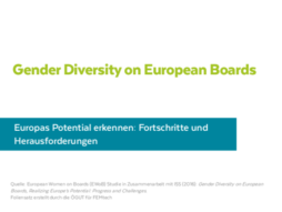 Erste Seite von Gender Diversity on European Boards - Realizing Europe‘s Potential: Progress and Challenges